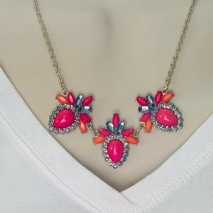 Pink Stone and Rhinestone Statement Necklace
